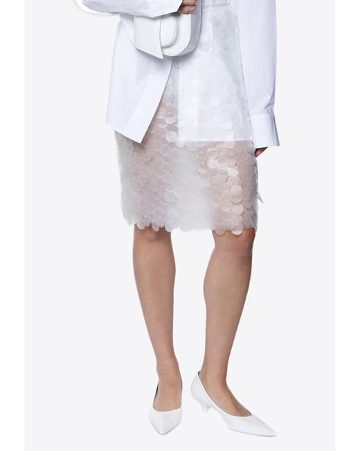 16Arlington White Delta Sequined Knee-Length Skirt