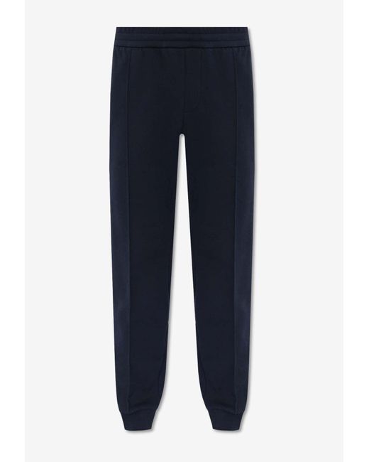 Versace Blue Logo Embroidered Track Pants for men