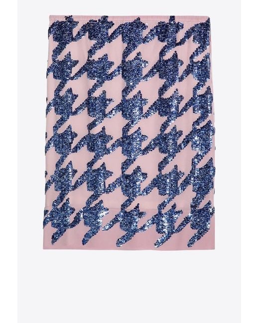 Dries Van Noten Blue Drawstring Sequined Skirt