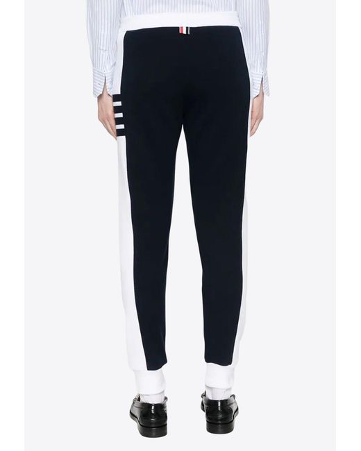 Thom Browne Blue Name Tag Patch Drawstring Track Pants for men