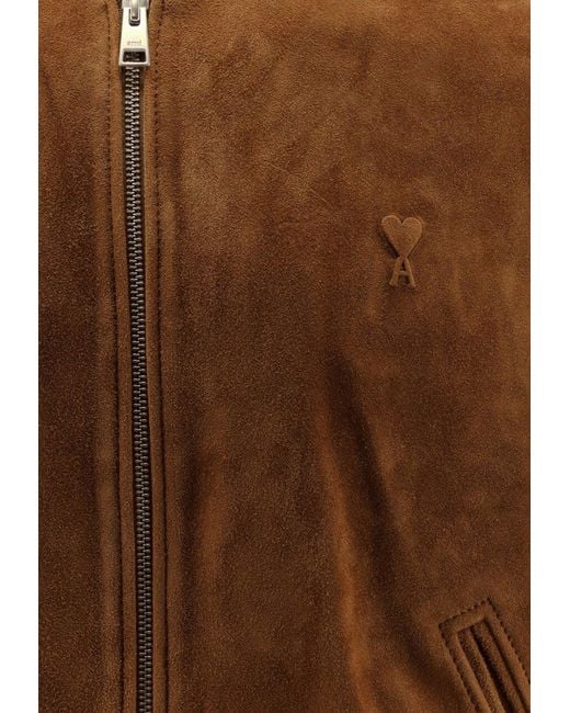 AMI Brown Suede Leather Jacket for men