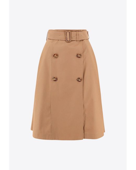 Burberry Natural Belted Midi Wrap Skirt