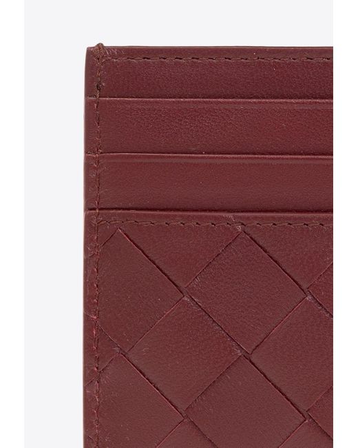 Bottega Veneta Red Intrecciato Leather Cardholder
