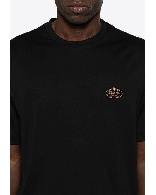 Prada Black Logo Patch T-Shirt for men