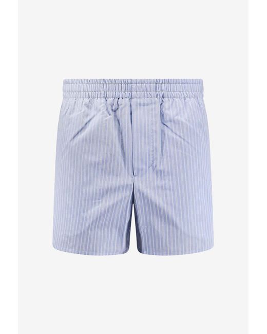 AMI Blue Elasticated Striped Shorts for men