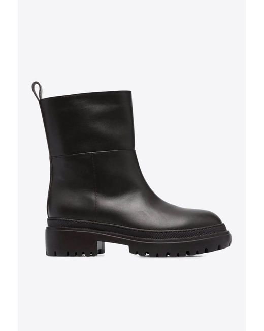 L'Autre Chose Black Leather Ankle Boots