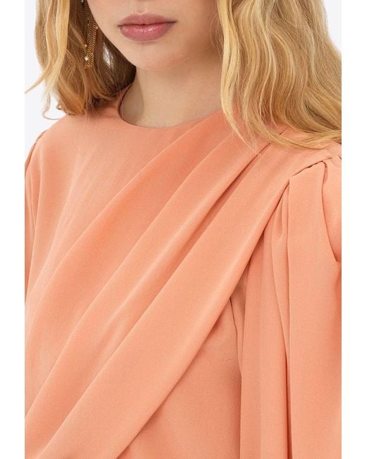 Chloé Blue Draped Silk Cropped Top
