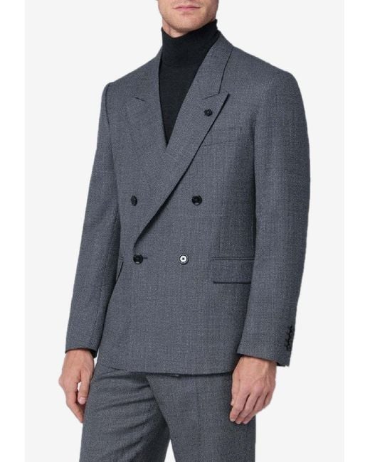 Lardini Blue Wool Double-Breasted Blazer for men