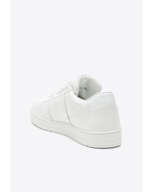 Prada White Downtown Leather Low-Top Sneakers for men