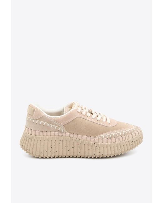 Chloé Natural Nama Suede Low-Top Sneakers
