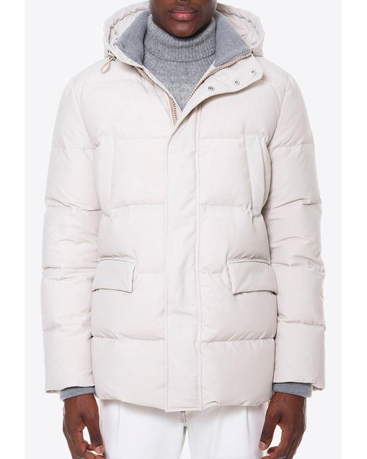 Eleventy White Padded Down Jacket for men