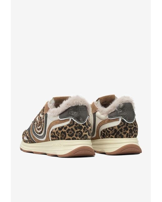 Pinko White Zoe 01 Leather And Suede Sneakers