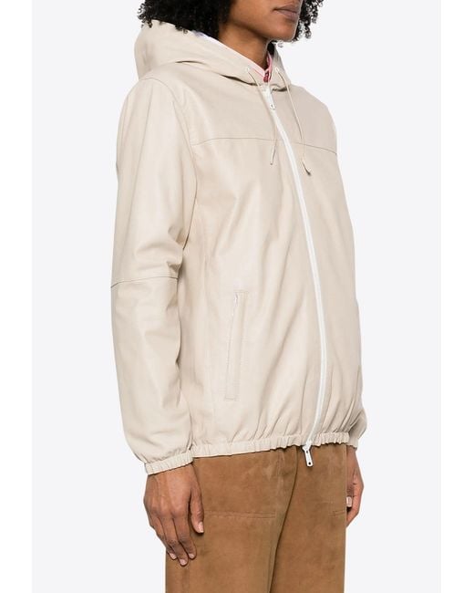 P.A.R.O.S.H. Natural Mitra Reversible Leather Zip-Up Jacket