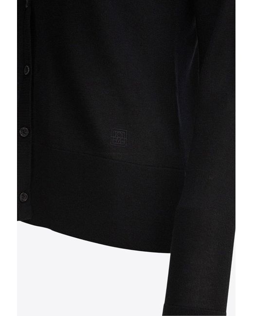 Totême  Black Wool Crewneck Cardigan