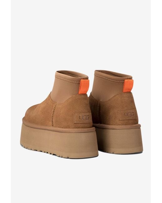 Ugg Brown Classic Mini Dipper Flatform Snow Boots