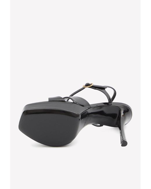 Saint Laurent Black Debbie 110 Patent Leather Platform Sandals