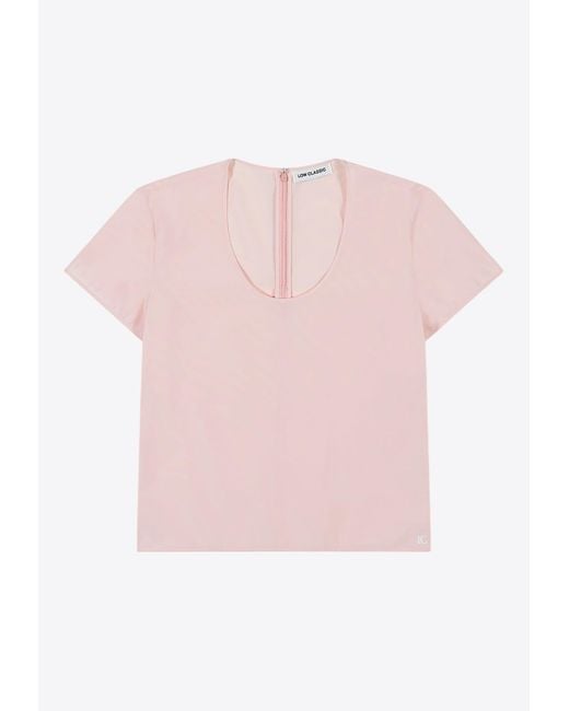 Low Classic Pink U-Neck Logo Blouse