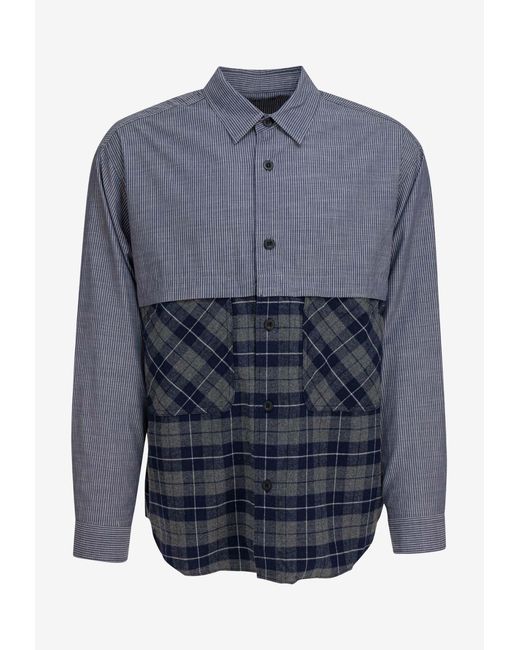 Comme des Garçons Blue Checked Buttoned Shirt for men