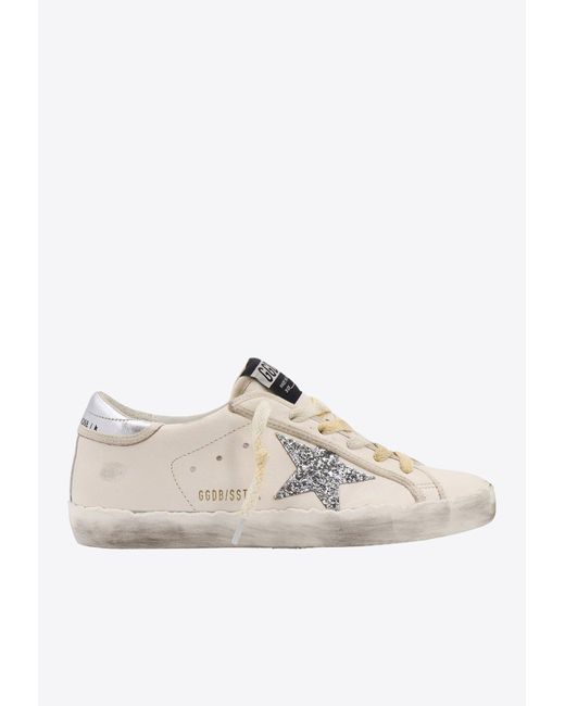 Golden Goose Deluxe Brand White Super Star Low-Top Leather Sneakers