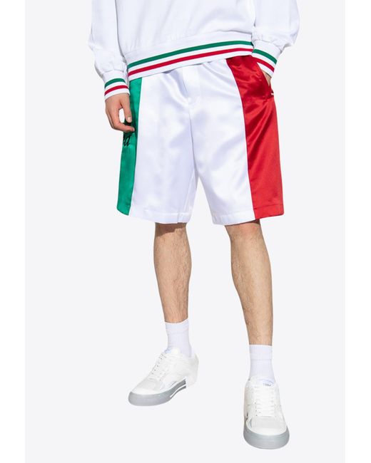 Dolce & Gabbana Red Italia Color-block Knee-length Shorts for men