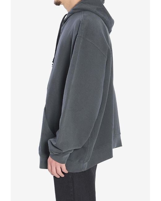 Maison Margiela Gray Logo Zip-Up Hooded Sweatshirt for men
