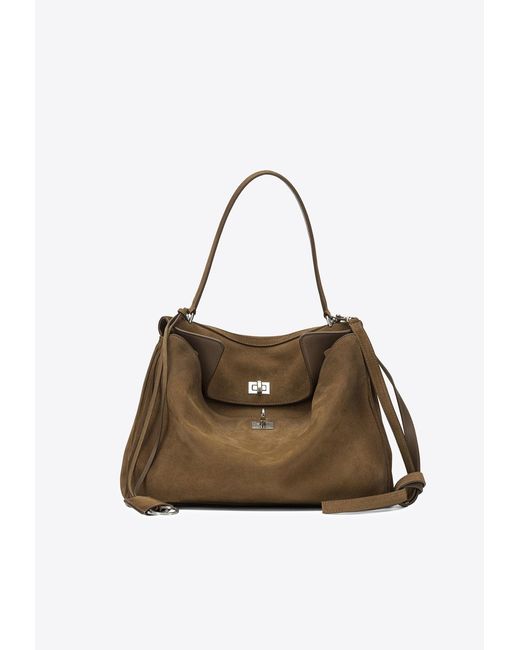 Balenciaga Brown Medium Rodeo Suede Shoulder Bag