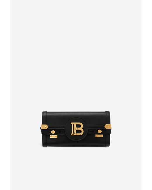 Balmain White B-Buzz Pouch 23 Leather Clutch