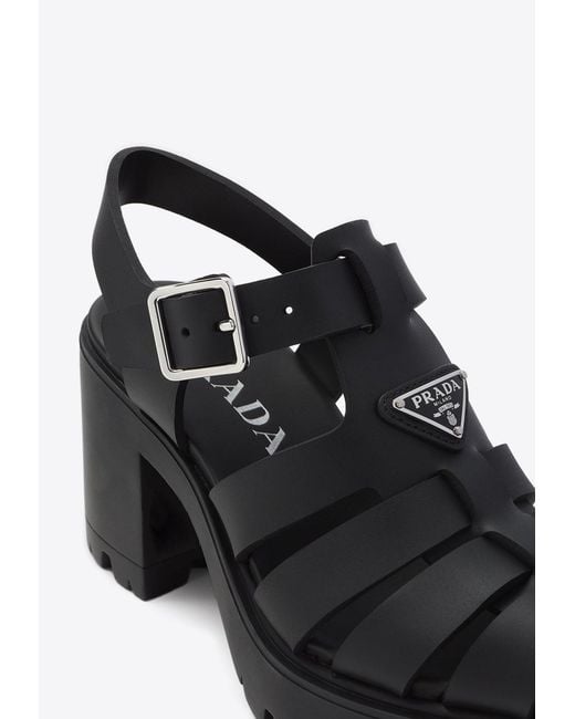 Prada Black Monolith 90 Platform Sandals