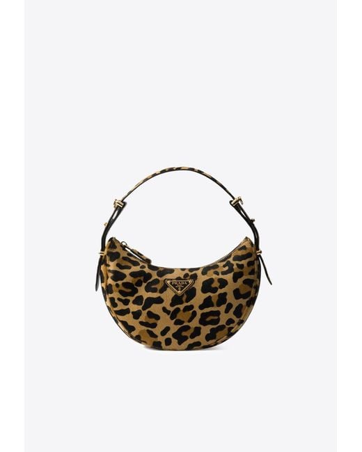 Prada Blue Arqué Leopard Print Hobo Bag