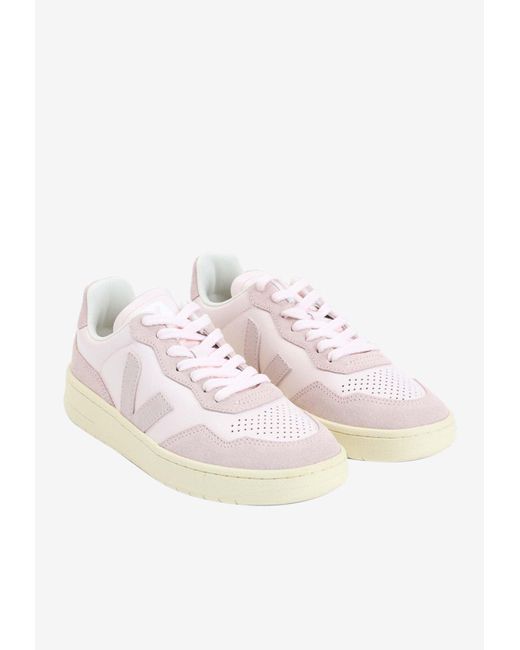 Veja White V-90 Low-Top Sneakers