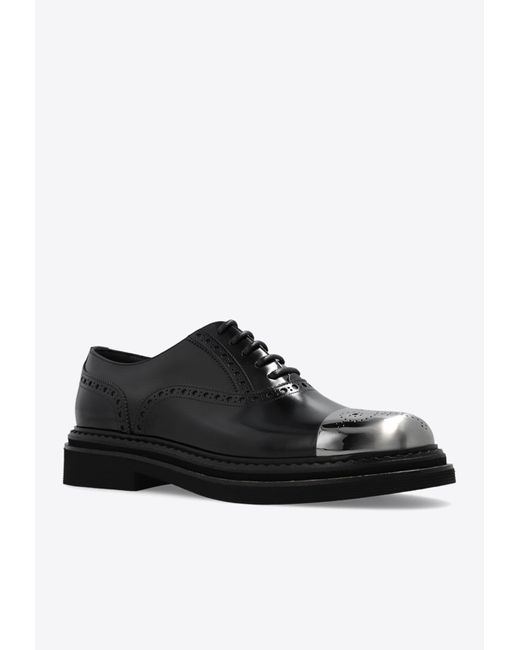 Dolce & Gabbana Contrast-toe Leather Brogue Shoes in Black for Men | Lyst