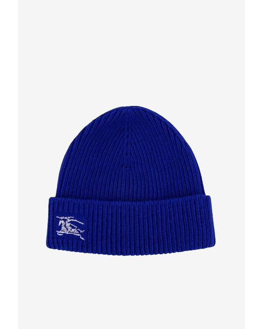 Burberry Blue Ekd Embroidered Cashmere Beanie for men