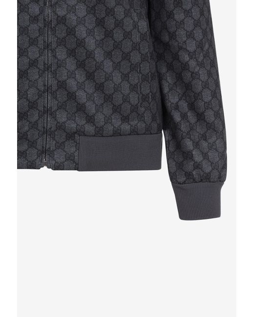 Gucci Gray All-Over Logo Zip-Up Sweatshirt