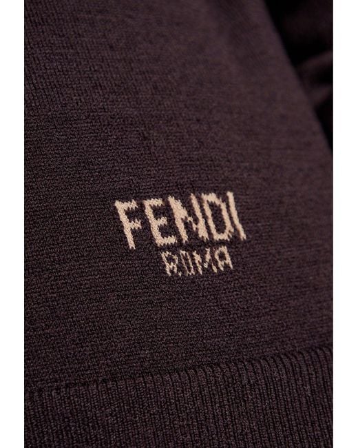 Fendi Black Layered-Trim Logo Sweater