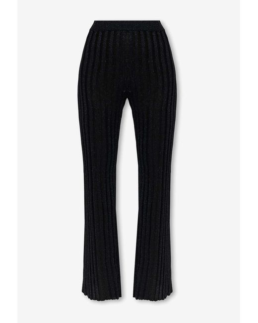 Stella McCartney Black Ribbed Knit Straight-Leg Pants