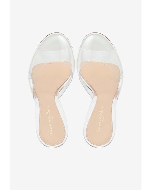 Gianvito Rossi White Sofia 95 Plexi Mules
