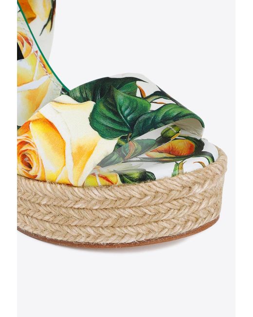 Dolce & Gabbana Metallic 110 Floral Wedge Sandals