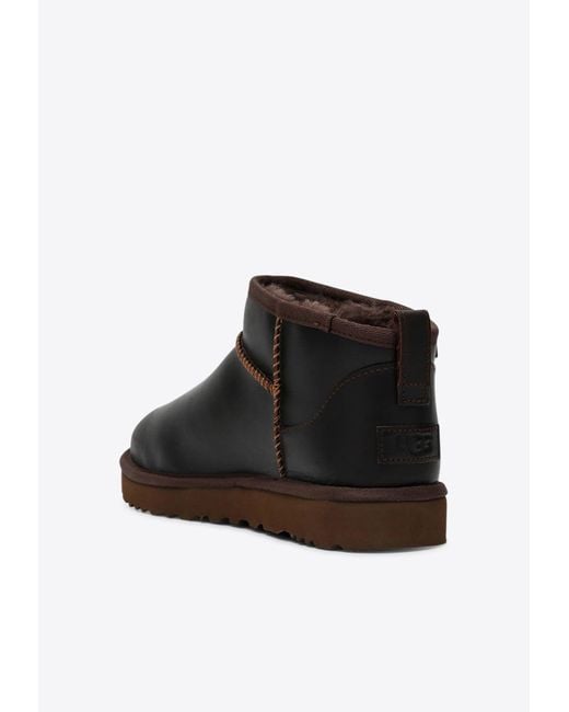 Ugg Black Classic Ultra Mini Leather Boots