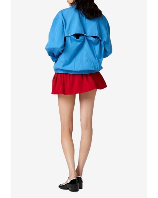 Miu Miu Logo Embroidered Poplin Mini Skirt