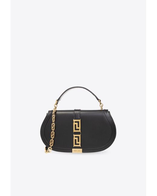 Versace Black Greca Goddess Leather Crossbody Bag