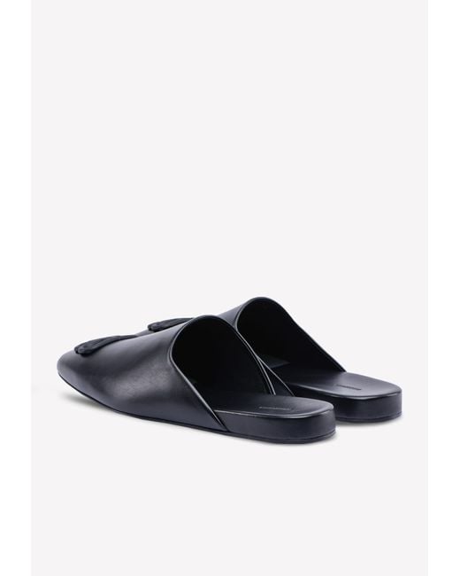 Balenciaga Cosy Bb-logo Mules In Smooth Calfskin in Black
