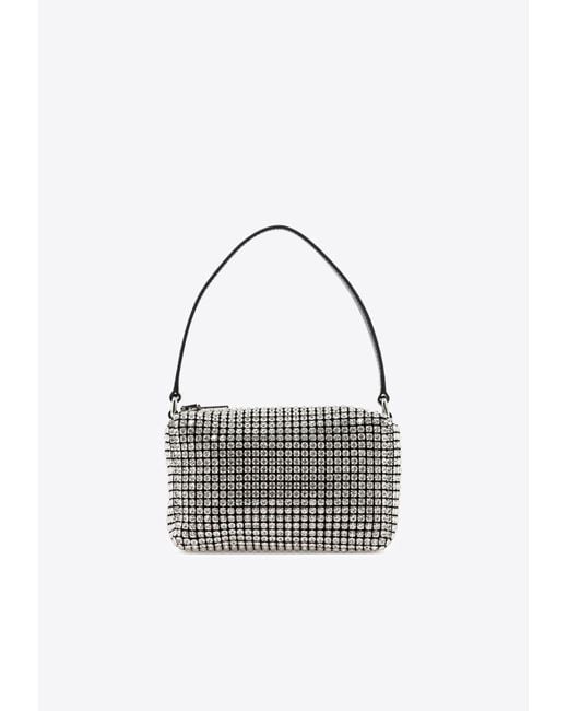 Alexander Wang White Medium Heiress Crystal Mesh Handbag