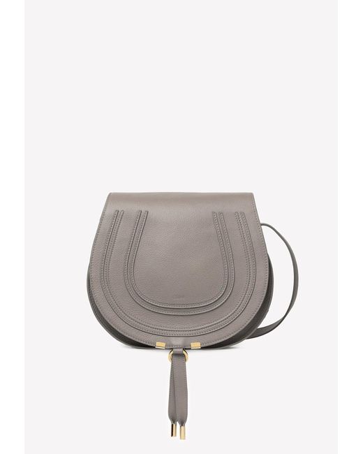 Chloé Medium Marcie Saddle Bag In Grained Leather in Grey Lyst Canada