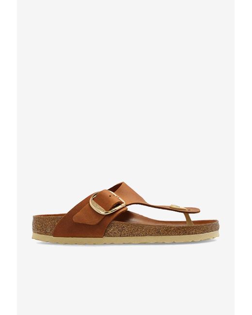 Birkenstock Brown Gizeh Big Buckle Leather Thong Sandals