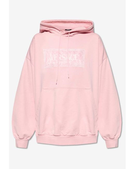 Versace Pink 90'S Vintage Logo Hooded Sweatshirt