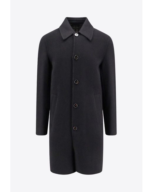 Burberry Single Breasted Wool Coat in Black for Men Lyst