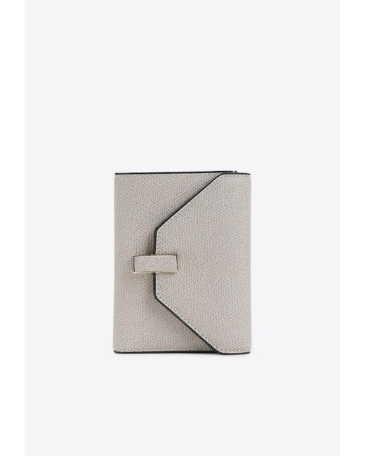 Valextra Gray Iside Interlocking Leather Wallet