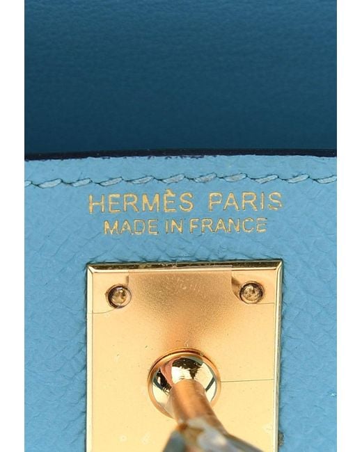 Hermès Mini Kelly Sellier 20 Top Handle Bag In Bleu Du Nord Epsom Leather  With Gold Hardware in Blue