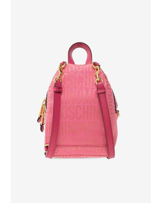 Moschino Pink Mini Logo Zipped Backpack