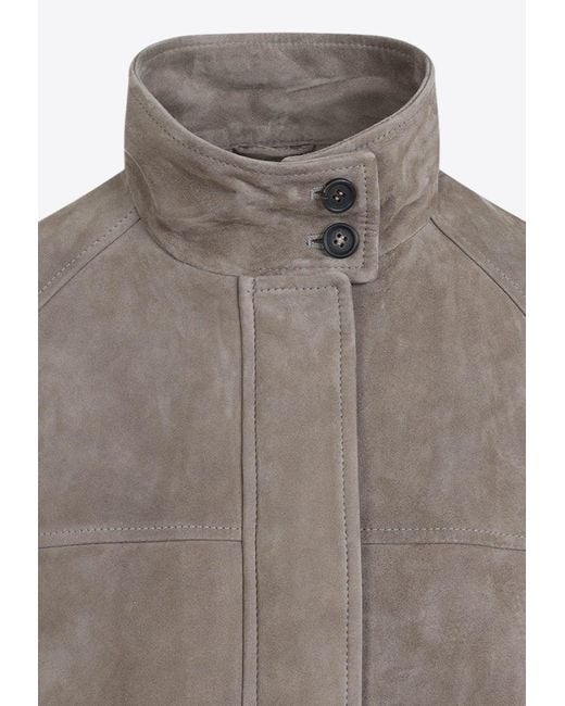 Brunello Cucinelli Brown Zip-Up Suede Jacket
